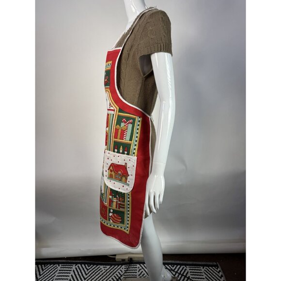 Vintage Christmas Apron With Festive Design & Merry Christmas Text - Picture 4 of 15